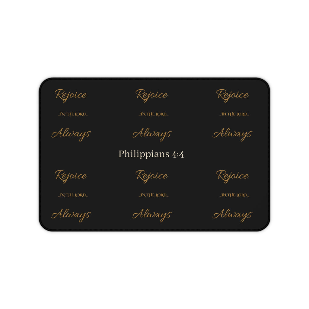 Inspirational Gold Script Mouse Pad =Rejoice in the Lord Always