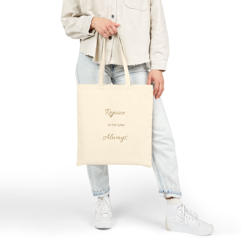 Cotton Tote Bag — "Rejoice Always" Inspirational Scripture Canvas Tote