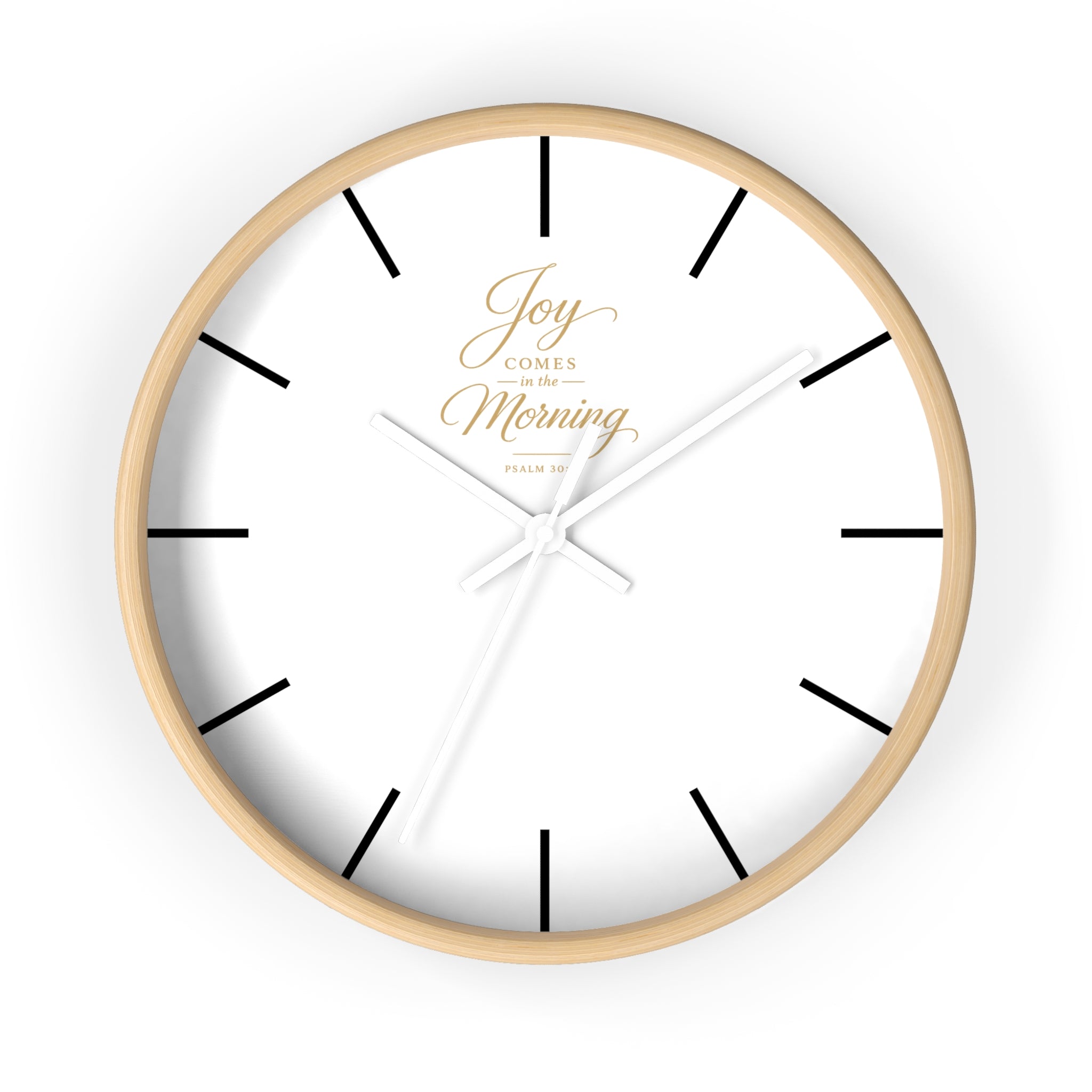 Wall Clock — "Joy Comes in the Morning" Minimalist Inspirational Clock