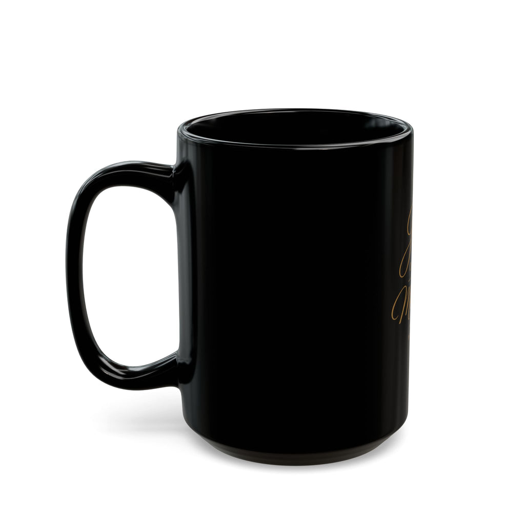 Joy Comes in the Morning Black Coffee Mug — Psalm 30:5 Inspirational Ceramic