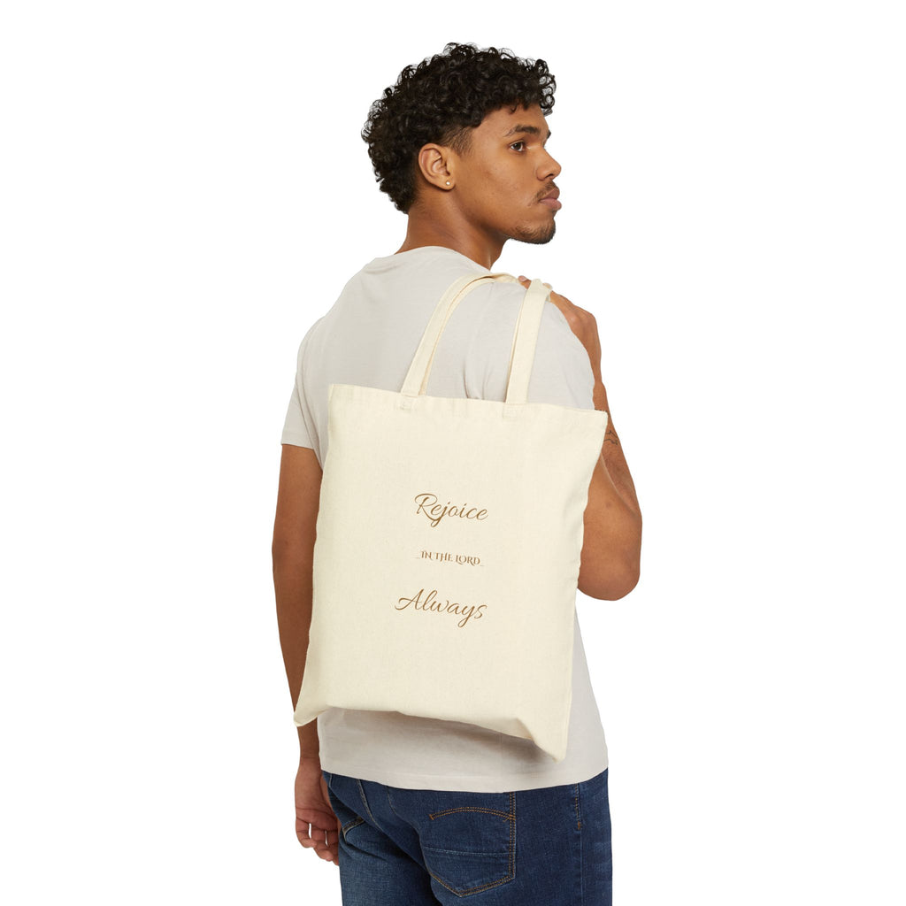 Cotton Tote Bag — "Rejoice Always" Inspirational Scripture Canvas Tote