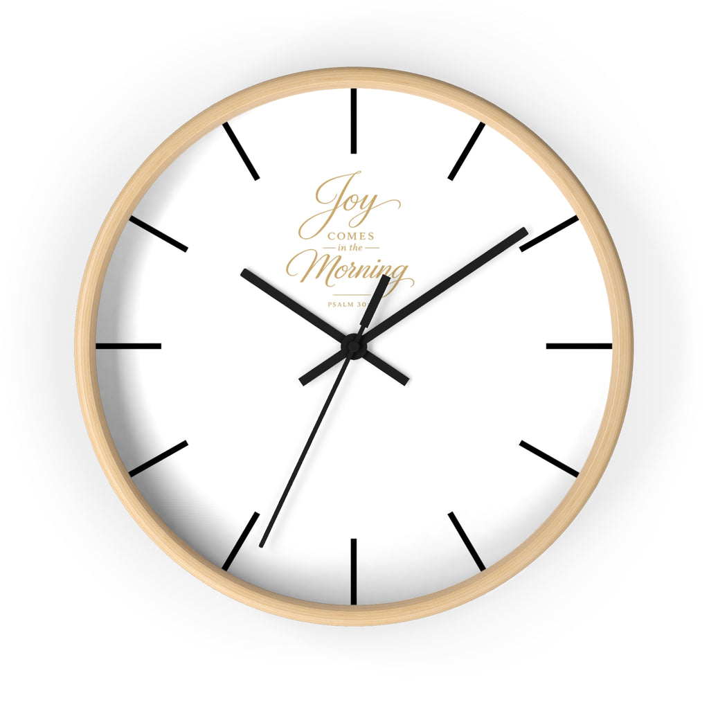 Wall Clock — "Joy Comes in the Morning" Minimalist Inspirational Clock