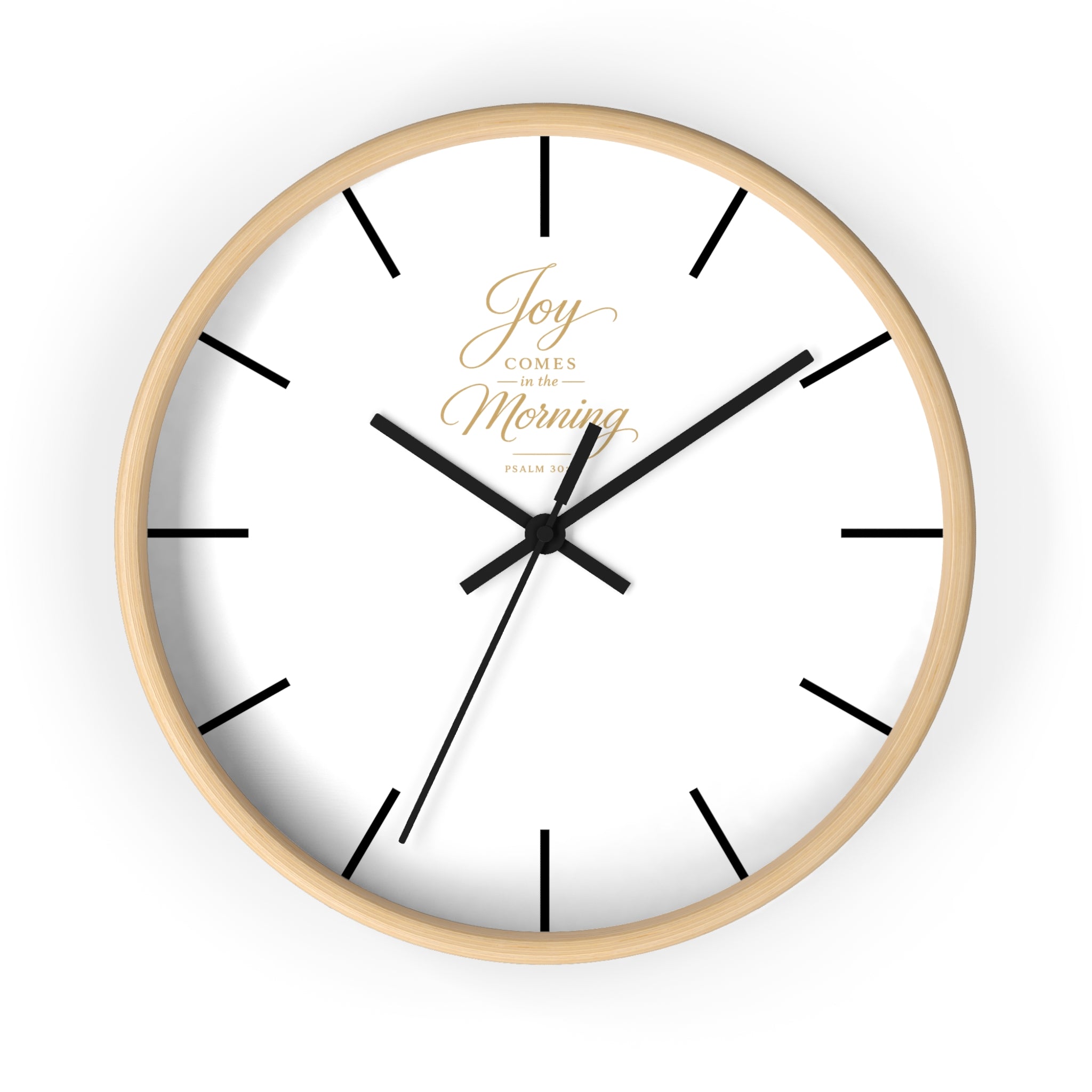 Wall Clock — "Joy Comes in the Morning" Minimalist Inspirational Clock