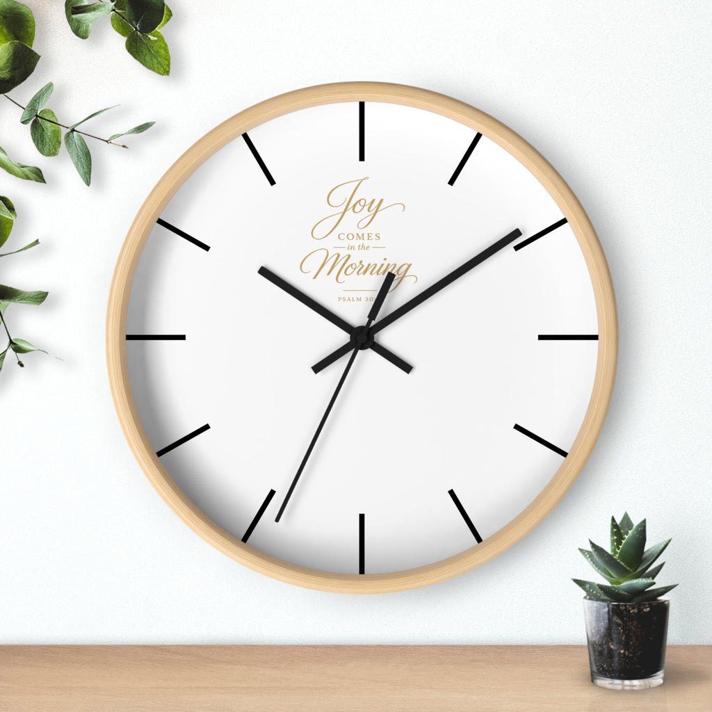 Wall Clock — "Joy Comes in the Morning" Minimalist Inspirational Clock
