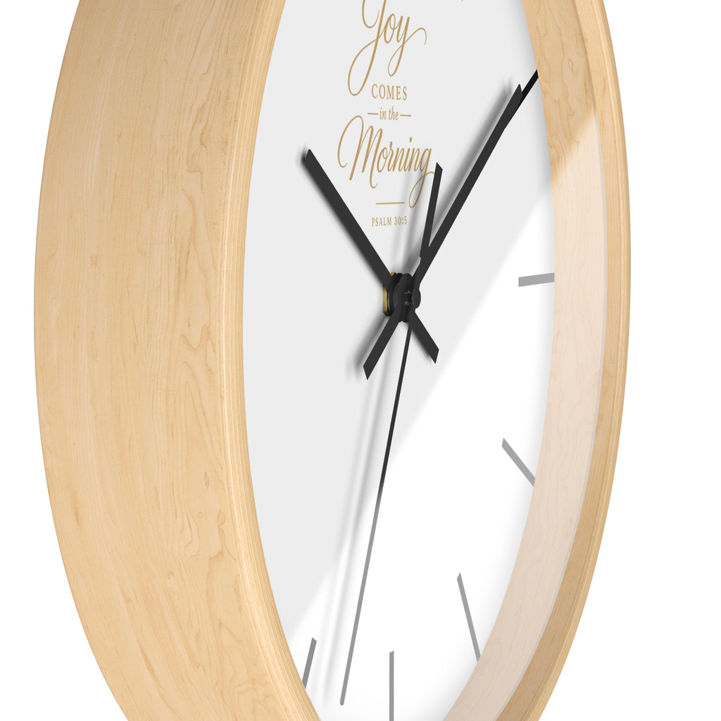 Wall Clock — "Joy Comes in the Morning" Minimalist Inspirational Clock