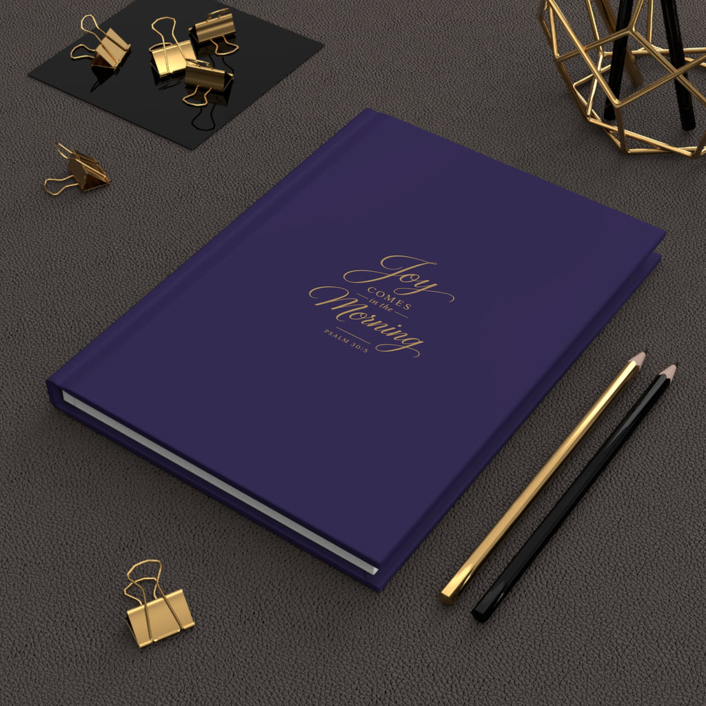 Hardcover Journal — "Joy Comes in the Morning" Gold Script Inspirational Notebook