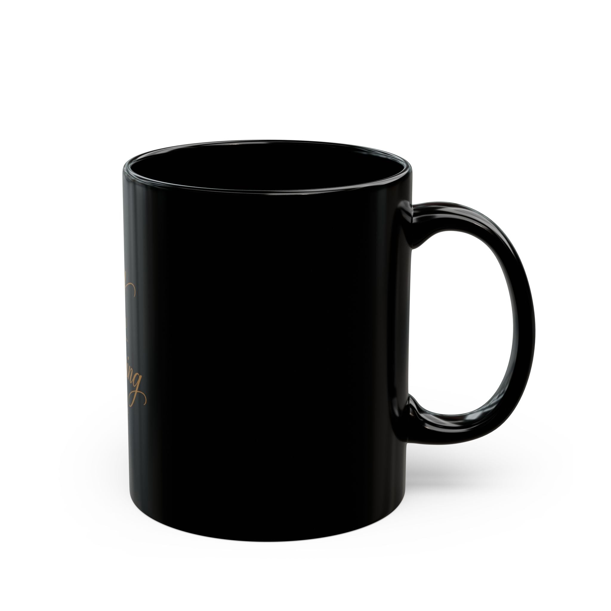 Joy Comes in the Morning Black Coffee Mug — Psalm 30:5 Inspirational Ceramic