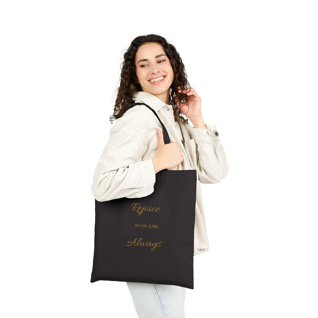 Cotton Tote Bag — "Rejoice Always" Inspirational Scripture Canvas Tote