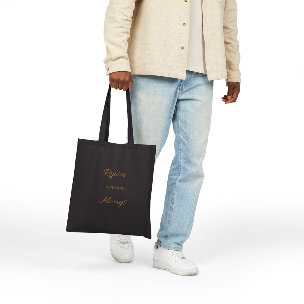 Cotton Tote Bag — "Rejoice Always" Inspirational Scripture Canvas Tote